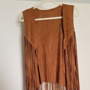 NWOT Tan Boho Fringe Vest